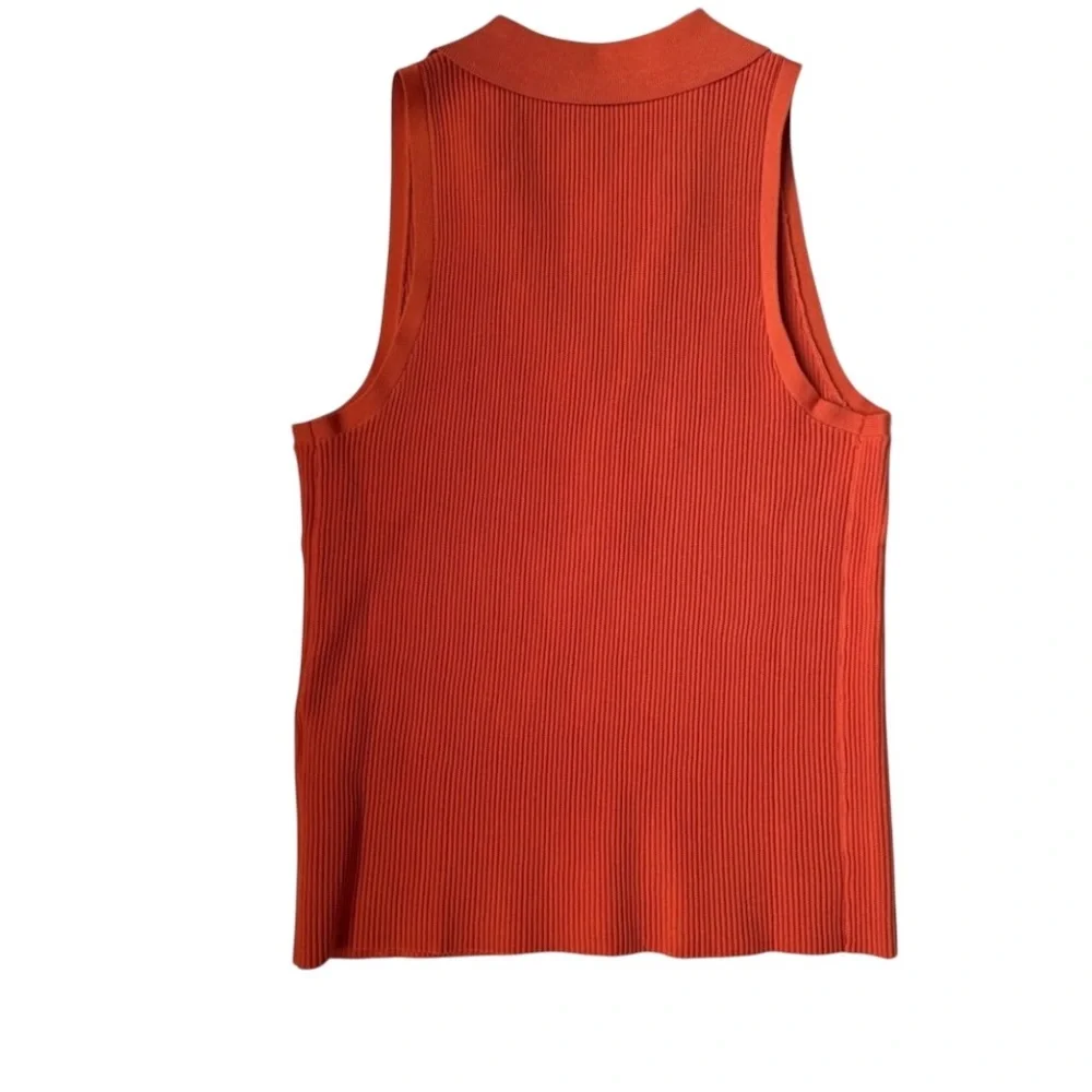 INC International Orange Sleeveless Ribbed Polo Sweater Top Size Medium NWT